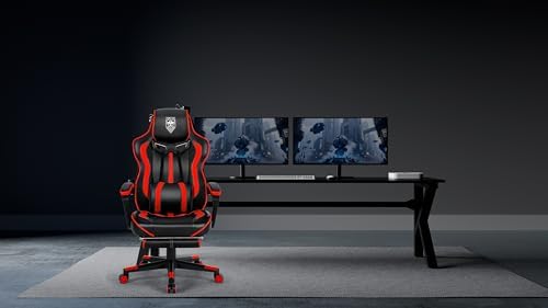 Vonesse Gaming Chair for Adults, Reclining Gaming Chairs with Footrest and Massage, Computer Gaming Chair for Heavy People,Ergonomic Gamer Chair Big and Tall (Red/Black) - Image 2