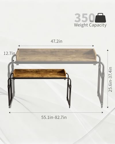 Saifu Overbed Table with Wheels, Red Brown - Image 2