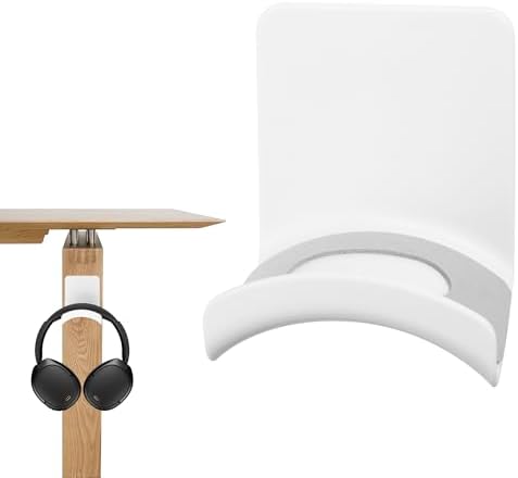 YAODHAOD Headset Hanger Holder Wall Mount, Sticky Headset Stand Holder Clip Under Desk for All Headphone/Controller (White,Wall-Mounted) by YAODHAOD