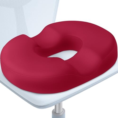 BlissTrends Donut Pillow Seat Cushion, Memory Foam Lifting Cushions | Donut Chair Cushions for Postpartum Pregnancy&Hemorrhoids,Tailbone Pain Relief Cushion for Office&Home Chairs(X-Large, Red) by BlissTrends