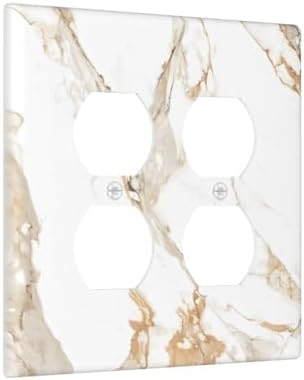 Decorative Switch Plate Covers Abstract Luxury White Gold Marble 2-Gang Duplex Light Switch Covers Gfci Wall Plate Electrical Receptacle Switchplate Plug Faceplate for Bedroom Decor - Image 2