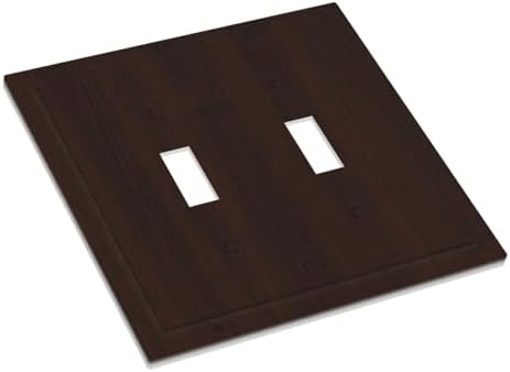 Decorative Light Switch Cover Plate Rustic Vintage Dark Brown Wood Grain 2 Gang Switch Plate Covers Double Toggle Wall Plate Dual Device Electrical Switchplate Dimmer Faceplate Farmhouse - Image 3