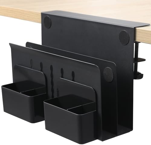 MAXECHO Desk Side Storage, Under Desk Laptop Mount, Table Side Hanging File Organizer, No Drill Clamp On Cable Management Tray, Laptop Holder with Magnetic Pen Holder for Office and Home, Load 22 Lbs by MAXECHO