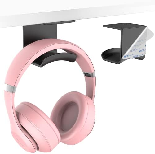 HomeMount Under Desk Headphone Hanger, Adhesive Hook, Black 1 Pack by HomeMount