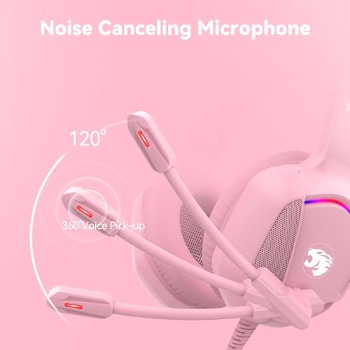 IMYB A36 Pink Gaming Headset with Mic Stereo Headphones for Pc, PS5, Xbox - Image 3