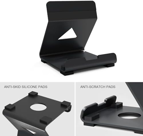 Tablet Desktop Stand Compatible with ROG Ally X/PlayStation Portal/Steam Deck,Desktop Handheld Game Console Holder with Anti-Slip Silicone Pad (Black) - Image 4