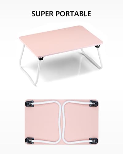 Portable Lap Desk Bed Desk Lap Table Bed Table, Laptop Stand Breakfast Serving Tray, Foldable & Lightweight Mini Table, Lap Tablet Desk for Sofa Couch Floor - - Pink - Image 5