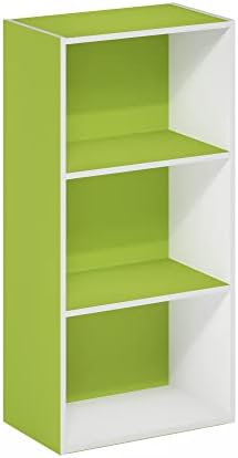 Furinno LUDER 3-Tier Book Shelf, Open Shelves Bookshelf, Green/White - Image 6