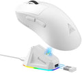 SOLAKAKA SM822 Wireless Gaming Mouse with Charging Dock, Tri-Mode Wireless Mouse, PAW3311 Optical Sensor, Up to 24,000DPI, 62g Lightweight Mouse with 5 programmable Buttons, for PC, Laptop (White) by SOLAKAKA