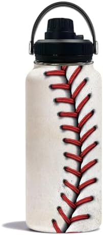 Baseball Water Bottle 32oz, Sport Travel Stainless Steel Tumbler With Lid, Double Wall Vacuum Insulated Coffee Cup Travel Mug, Fathers Day Birthday Baseball Gift For Boys Dad Husband by WWHSAI