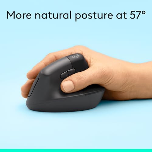 Logitech Lift Vertical Ergonomic Wireless Mouse - Graphite - Image 3