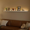 60 inch LED Gaming Floating Shelves for Wall,Solid Wood Long Wall Shelves Set of 1 with Light for Gaming Room,White Rustic Wall Mounted Shelves for Living Room Bedroom Kitchen Garage by ONOTETUT