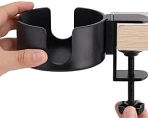 2pcs Desk Cup Holder Clamp Anti-Spill Desk Drink Holder Clip for Gaming Desk Accessories Office Desk Home Office Organization (Black, White) - Image 3