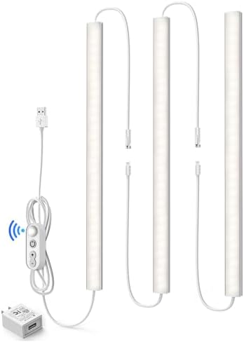 Motion Sensor Dimmable Under Cabinet Lighting, 4500K 12-inch 3 Pack by Vovamo
