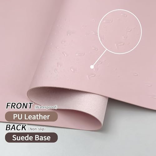 Desk Mat Set， Wrist Rest for Computer Keyboard, 3-in-1 Large Mouse Pad and Keyboard Wrist Rest Set, Non-Slip Desk Mat Protector for Office, Home(27.5×13.8 Inches, Pink) - Image 5