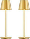 Cordless Table Lamp Rechargeable Gold - KK 2 Pack 5000mAH Battery Operated Lamp for Dining Table, 3 Color Stepless Dimming Wireless Lamp for Counter, Outdoor Patio, Touch Control, Water Repellent by KakanuoLightings