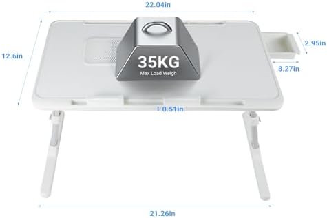 iXTRA Adjustable Laptop Lap Desk with Cooling Fan USB Light for Adults 56x32cm,White - Image 5