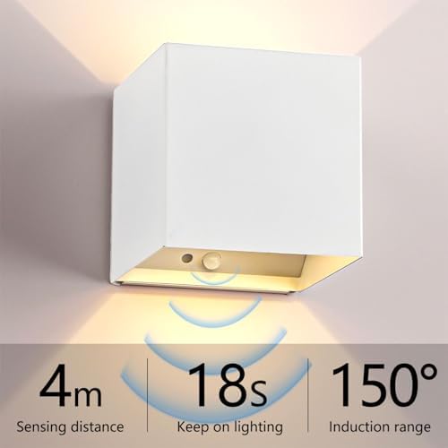 2 Pack Motion Sensor Wall Sconces, 12W 6000mAh Rechargeable Indoor LED Wall Lights, 3‑Color Adjustable Magnetic No Drill Mount Wall Lamp for Bedroom Hallway Stairway Closet, White - Image 2