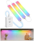 EZVALO RGB Under Cabinet Lights with Remote, Rechargeable Motion Sensor Kitchen Lights, 3-Pack 12 Inch LED Light Bars, 5000mAh Controller, Timer, Dimmable for Kitchen, Display Case, Shelf, Home Bar by EZVALO