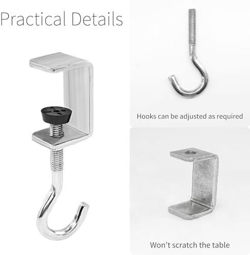 4 Pcs Desk Mount Bag Holder Hook Clamp-On Backpack Hanger Portable Desk Mount Headphones Holder Reduce Desk Clutter for Table Desk, Under Counter - Image 4