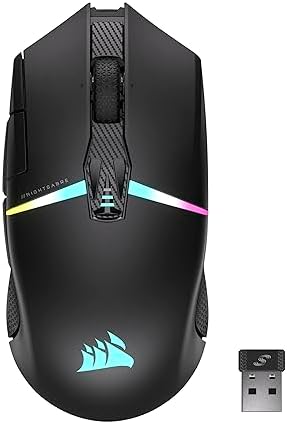 Corsair NIGHTSABRE RGB Wireless Gaming Mouse for FPS, MOBA - 26,000 DPI - 11 Programmable Buttons - Up to 100hrs Battery - iCUE Compatible - Black by Unknown