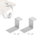 HARFINGTON 2pcs Headphone Holder Stand Aluminum Headset Hook Headphone Clip Under Desk Hanger with Washer and Screws for Bedrooms Study Libraries Offices, Silver (5cm) by HARFINGTON