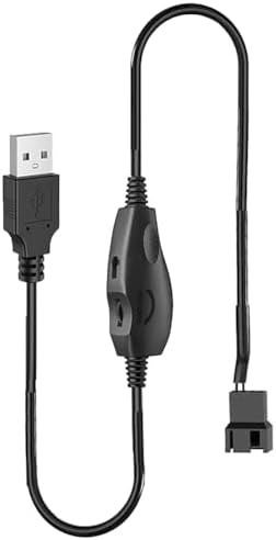 Gebildet 12V Voltage Step-Up USB to 3-Pin and 4-Pin PC Fan Sleeved Power Adapter Cable with Switch and Speed Regulator by Gebildet