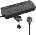 Desk Clamp Power Strip 10FT, 40W Total Fast Charging Station, Black by JXGUCATpowerstrip