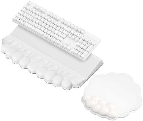 Wrist Rest for Keyboard and Mouse for Desktop, Keyboard Riser and Mouse Pad | PU Leather, Cloud Shaped, Ergonomic Angle Adjustable Arm Rest, Soft Wrist Support, Waterproof by Laborio