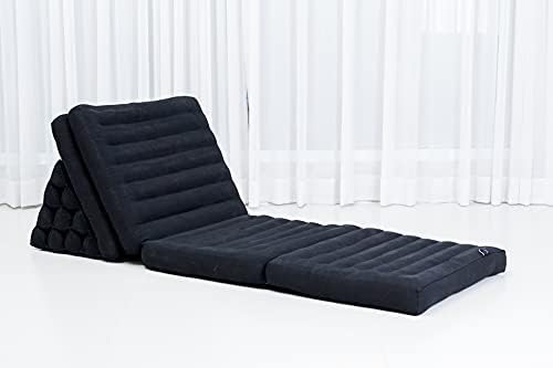 Leewadee Comfortable Japanese Floor Mattress - Thai Floor Bed with Triangle Cushion - Futon Mattress - XL Extra Long Thai Massage Mat, 89 x 20 inches, Black, Kapok Filling - Image 6