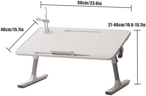 Laptop Desk Foldable Bed, Table Folding Breakfast Tray, Adjustable Laptop Bed Table with Heights and Angles, Foldable Table with Storage Drawer Eating, Working, Writing, Gaming, Drawing (White) - Image 2