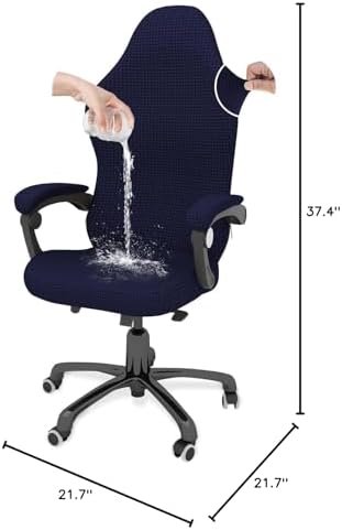 Gaming Chair Cover Game Chair Cover for Reclining Rotating Chair, Navy Blue | Waterproof, Cat Scratch Proof, Stretch Game Chair Covers with Amrest, Breathable, Anti-Scratch, For Tall High Back Chairs - Image 3