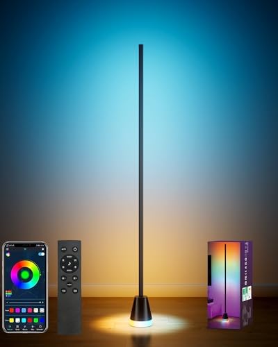 Corner Floor Lamp, Smart RGB LED 60 Inch Standing Lamp with 344 LEDs, App & Remote Control, 16 Million Colors & Music Sync for Bedroom, Gaming Room, Home Decor, Modern Ambient Lighting by Boostool