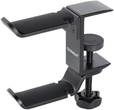 aceyoon Under Desk Headphone Hanger, 360 Degree Swivel Dual Stand, Aluminum Alloy Headset Stand for Desk,Headphone Hook for Gaming Headset,Bag, Black by aceyoon