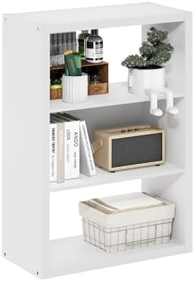 Furinno Viola Book Shelf, 3-Tier Bookshelf, Extra Thick Frame Bookcase with Open Shelf, Open Back Design, 11.3" x 23.2" x 35.9", for Living Room, Bedroom, Home Office, White by Furinno-FitsYourSpaceFitsYourBudget