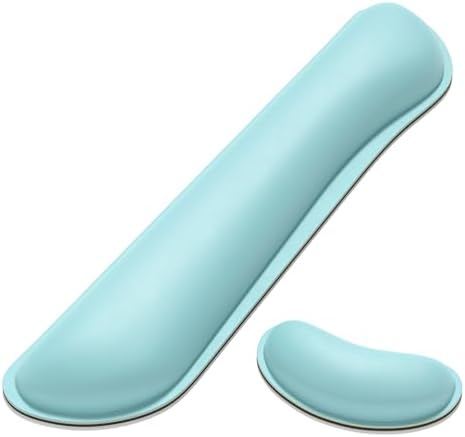 Dapesuom Keyboard Wrist Rest Set, Cute PU Leather Wrist Cushion for Computer Keyboard and Mousepad, Memory Foam Mouse Pad Rests Support with Non-Slip Base for Typing Pain Relief, Pale Robin Egg Blue by Unknown