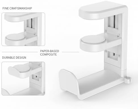Under Desk Headphone Hanger Clamp, Rotating Mount for Sit-Stand Desks, No-Drill Installation, Paper-Based Composite (1 PC) - Image 6