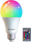 RGB Color Changing Light Bulbs,9W RGB LED Light Bulbs,40W Equivalent A19 E27/E26 Warm White 6500K,16 Color Multicolor Light Bulb Dimmable Light for Home Party Bedroom Outdoor(1Pack) by AFINSEA