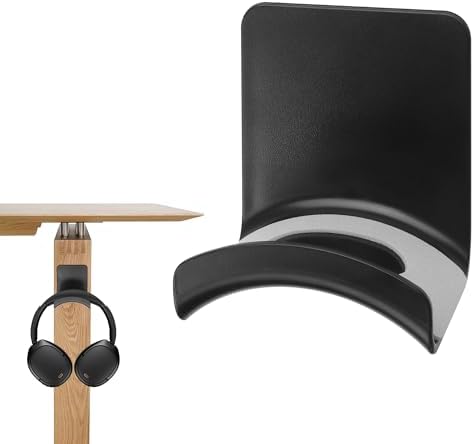YAODHAOD Headset Hanger Holder Wall Mount, Sticky Headset Stand Holder Clip Under Desk for All Headphone/Controller (Black,Wall-Mounted) by YAODHAOD