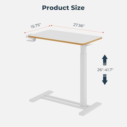 28'' Medical Overbed Bedside Table with Wheels,Rolling Table - Image 3