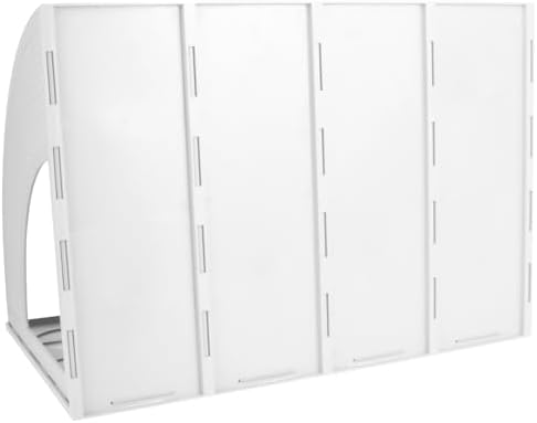 SAYEEC Sturdy Maganize Holder Desktop File Holder Organizer Plastic 4 Section Frames File Dividers Document Cabinet Rack Display Storage Organizer Box (Light Grey) - Image 5