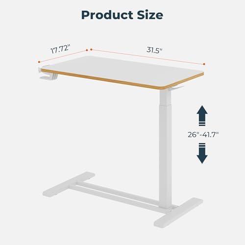 32''Large Medical Overbed Bedside Table with Wheels,Rolling Table - Image 3