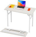 Folding Table Computer Desk - 43.3" No Assembly Folding Desk Design and Foldable Office Desk, Small Desk for Bedroom, Compact Storage Portable Use for Dorm and RV Small Space, White Ash by HMFOR