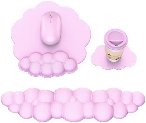MOKURU Cloud Mouse Pad with Wrist Rest, Cloud Keyboard Wrist Rest, Mouse Pad Wrist Support, Ergonomic Keyboard Mouse Wrist Support (Pink) by MOKURU