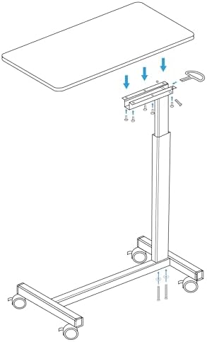 Hospital Bed Table on Wheels Over Bed Tray Adjustable Height - Image 7