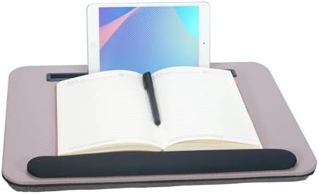 Portable Laptop Desk Fits Up to 16“ Laptops, with Tablet Slot, Built-in Cushion, Great for Home & Office,Lap Desk for Laptop,Lap Desk with Cushion (Grey Violet with Wrist Rest, Medium) by YUELAKE