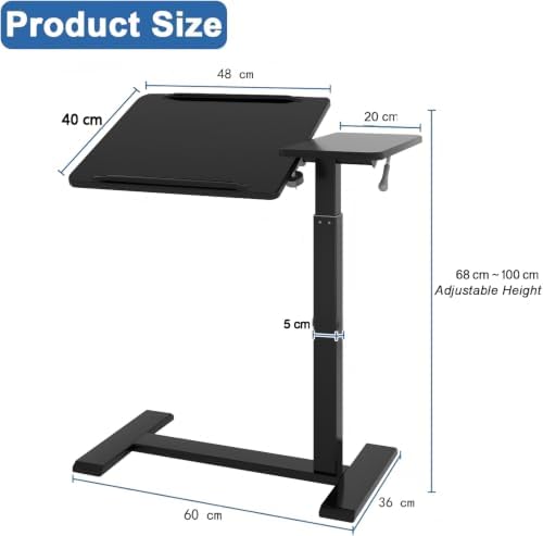 PUNCIA Medical Overbed Table Pneumatic Adjustable Bedside Desk, Black - Image 2