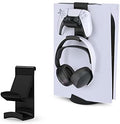 PS5 Game Controller & Headphone Hanger Console Mount for PlayStation PS5 DualSense Gamepad, Hook-On Hanger Bracket - Black by Brainwavz