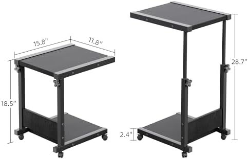 Furist Hospital Bedside Table with Wheels Adjustable Height Sofa Side, Rolling Hospital Table, Mobile Computer Desk Laptop Table for Living Room, Bedroom & Office, Black - Image 3