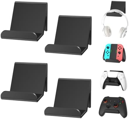 6amLifestyle 4 Pack Controller Holder Stand Built in Anti-Slip Pads for PS5 PS4 Xbox One Switch Pro Gamepad Controller Wall Mount Adhesive/Screws, Universal Controller Accessories Shark 14 Mini，Black by 6amLifestyle